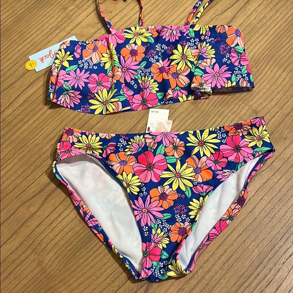 Cat & Jack Blue and Pink Floral Bikini